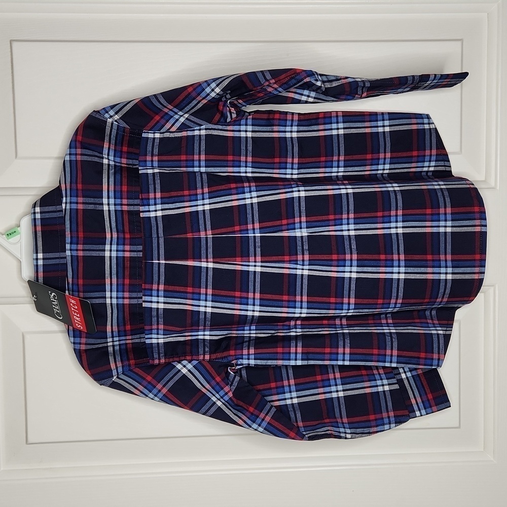 CHAPS Navy Plaid Button Down Shirt Size XXS 4/5 NWT - Picture 6 of 8